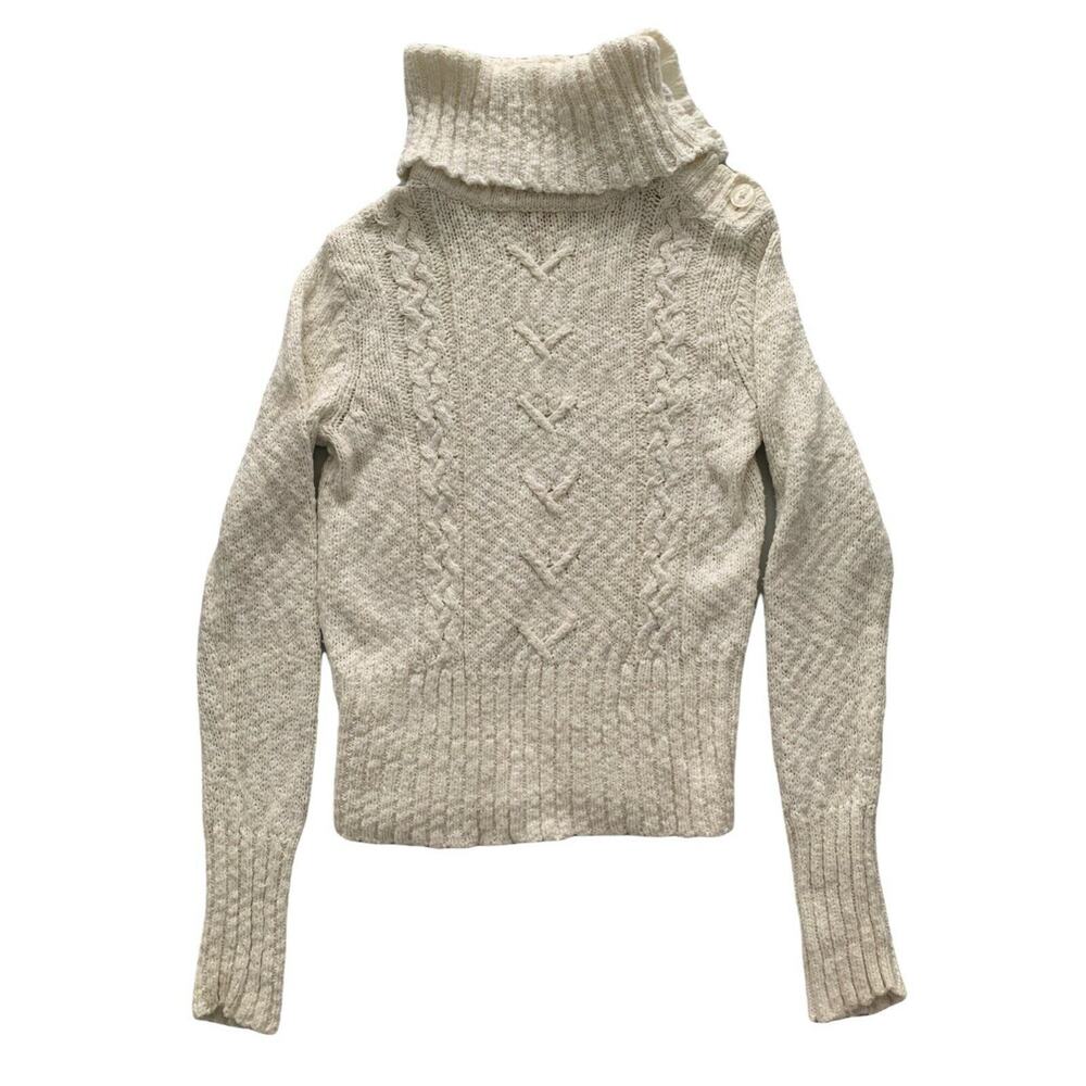 Personal Identity Womens Ivory Turtle Neck Knit Pullover Sweater Large Juniors